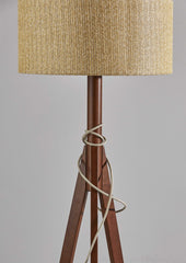 Natural Chunky Tripod Floor Lamp With Walnut Wood