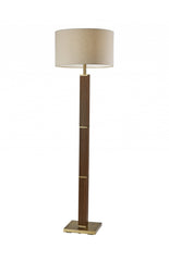 Walnut Wood Finish Pillar Floor Lamp
