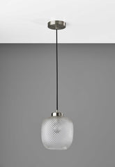 Dotty Glass Brushed Steel Metal Pendant