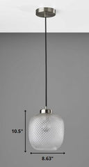 Dotty Glass Brushed Steel Metal Pendant