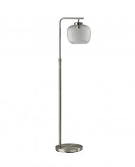 Retro Floor Lamp Brushed Steel Metal with Clear Dotty Glass Shade