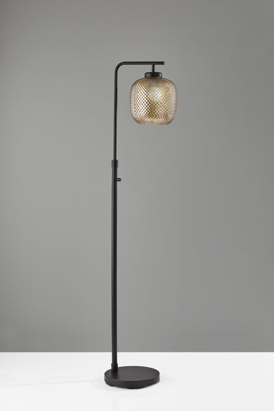 Retro Floor Lamp Bronze Metal with Mercury  Dotty Glass Shade