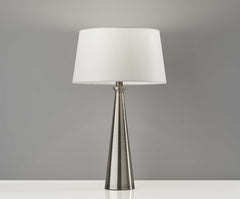 Set of 2 Contemporary Tapered Brushed Steel Metal Table Lamps