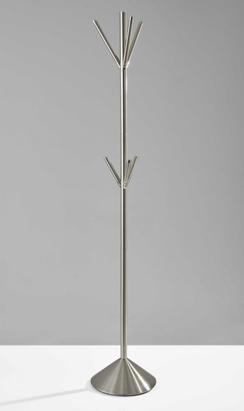 12" X 68" Brushed Steel Brushed steel pyramid Coat Rack