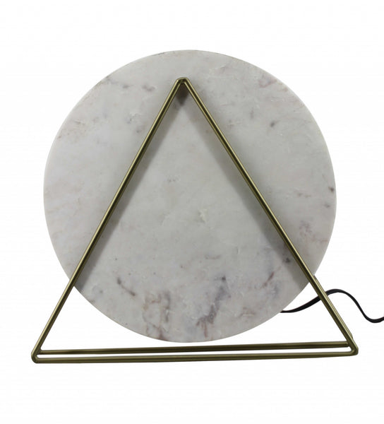 Designer White Marble and Brass Table Lamp