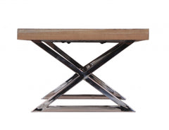 Teak and Chrome X Leg Coffee Table