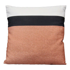 Light Coral and Black Color Block Square Pillow
