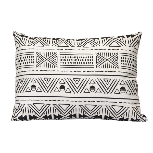 Black And White Tribal Design Rectangular Lumbar Pillow