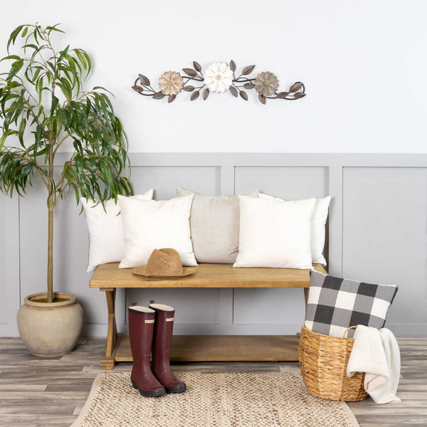 Tri-Color Wood and Metal Floral Over the Door Wall Decor