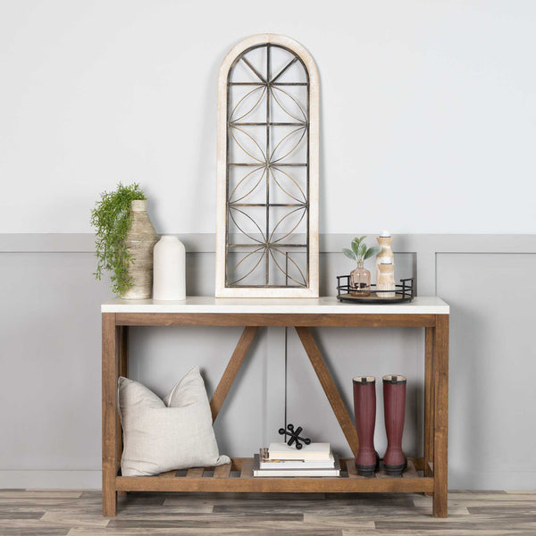 12 Round Metal Frame & Wood Tray