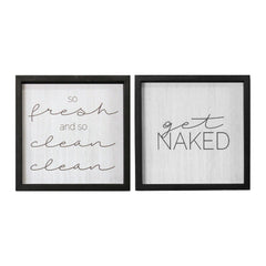 Set of 2 Get Naked  Black Wood Framed Wall Art