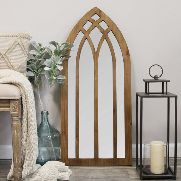 36 Gothic Inspired Arch Wood Wall Mirror