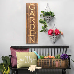 Set of 2 Distressed White & Metal Wall Planters