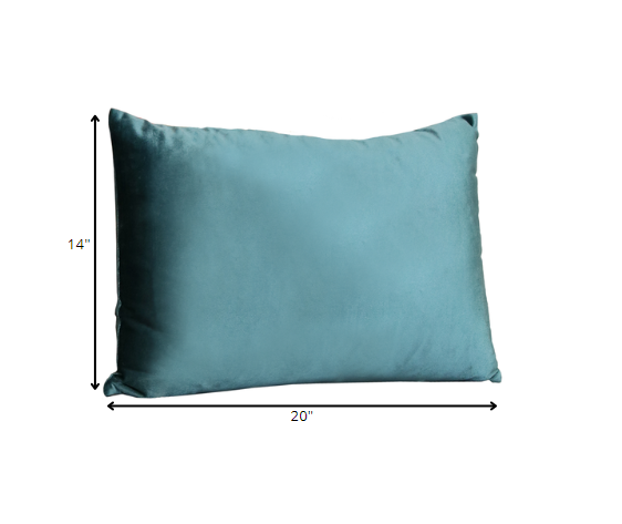 Teal Velvet Lumbar Pillow