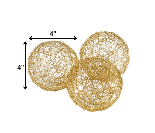 4' X 4' X 4' Gold Iron Wire Spheres Box Of 3