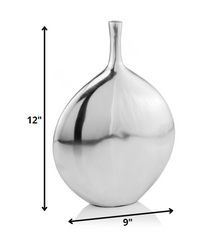 3' X 9' X 12' Silver Aluminum Meduim Long Neck Disc Vase