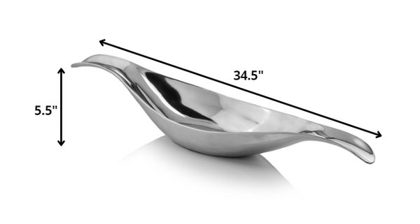 8' X 34.5' X 5.5' Silver Aluminum Long Wavy Bowl