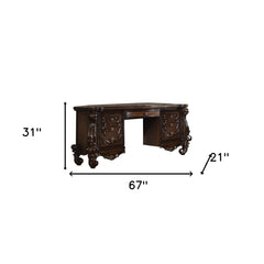 67' X 21' X 31' Cherry Oak Wood Vanity Desk