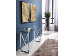 32 X 48 X 16 Clear Glass and Stainless Steel Console Mirror