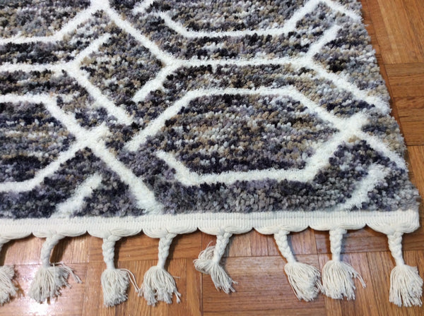 3'x5' Grey Machine Woven Space Dyed Hexagon Chain Link Indoor Area Rug