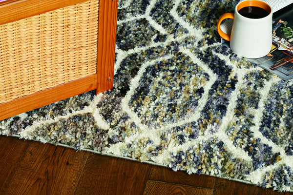 5'x8' Grey Machine Woven Space Dyed Hexagon Chain Link Indoor Area Rug