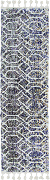 9'x13' Grey Machine Woven Space Dyed Hexagon Chain Link Indoor Area Rug