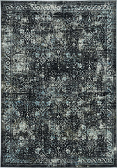5' x 8' Midnight Vintage Bordered Viscose Indoor Area Rug