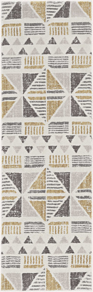 5'x8' Ivory Gold Machine Woven Geometric Indoor Area Rug