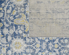 8' x 11' Blue or Grey Floral Vine Indoor Area Rug