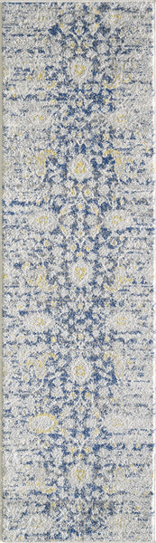 8' x 11' Blue or Grey Floral Vine Indoor Area Rug