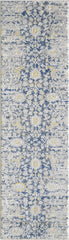 9'x12' Blue Grey Machine Woven Distressed Floral Indoor Area Rug