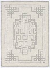 5'x7' Ivory Grey Hand Tufted Bordered Greek Key Indoor Area Rug