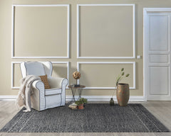 5'x7' Grey Black Hand Tufted Space Dyed Geometric Indoor Area Rug