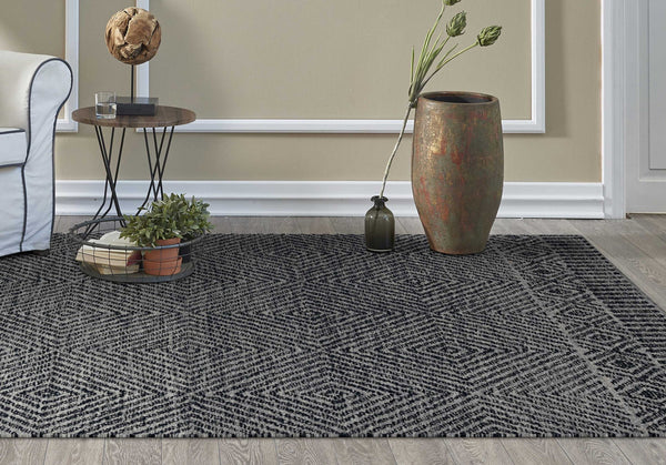 96 X 132 Grey or  Black Wool Rug