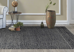 96 X 132 Grey or  Black Wool Rug
