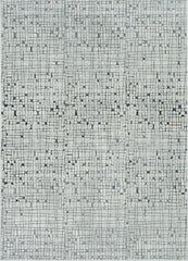 7' Grey Machine Woven Abstract Lines Indoor Runner Rug