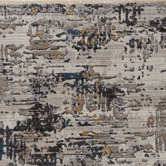 8' Grey Machine Woven Abstract Paint Dripping Round Indoor Area Rug