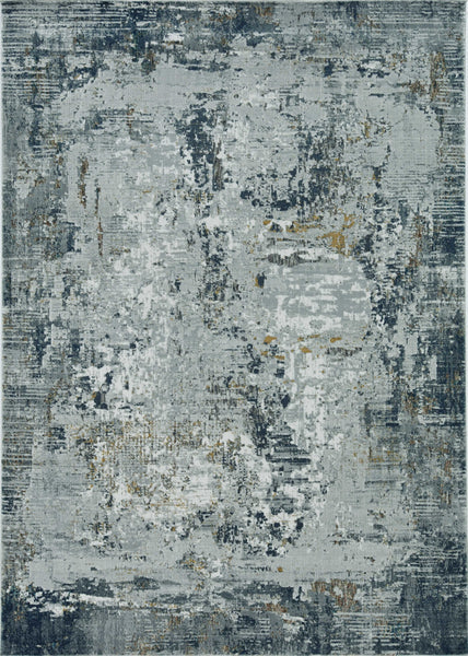 7' Grey Machine Woven Abstract Brushstrokes Indoor Runner  Rug