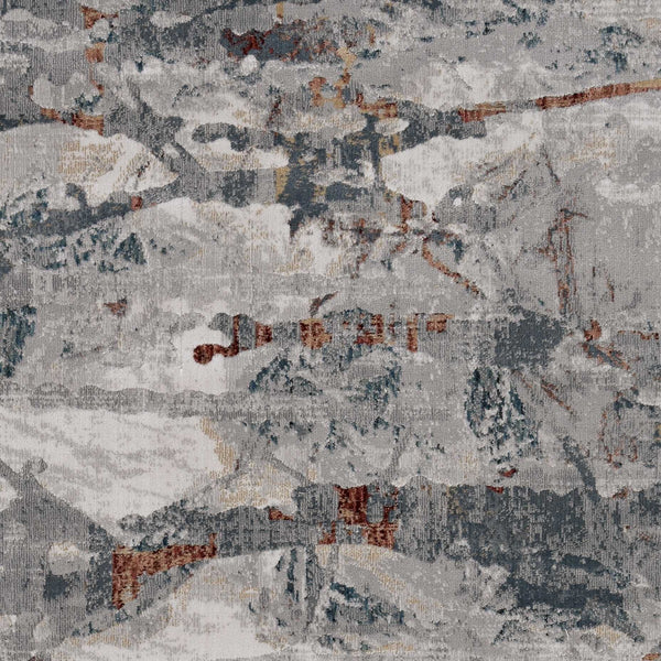 10'x13' Grey Teal Machine Woven Abstract Splatter Indoor Area Rug