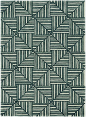 5'x7' Navy Charcoal Hand Tufted Geometric Diamond Pattern Indoor Area Rug