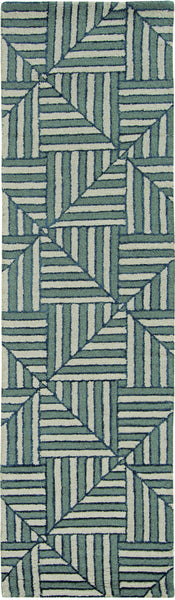 8'x10' Navy Charcoal Hand Tufted Geometric Diamond Pattern Indoor Area Rug