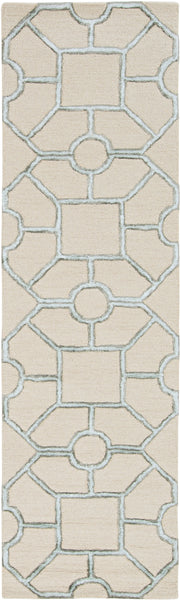8' Beige Hand Tufted Geometric Indoor Runner Rug