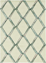 5' x 7' Cream Geometric Diamond Wool Indoor Area Rug