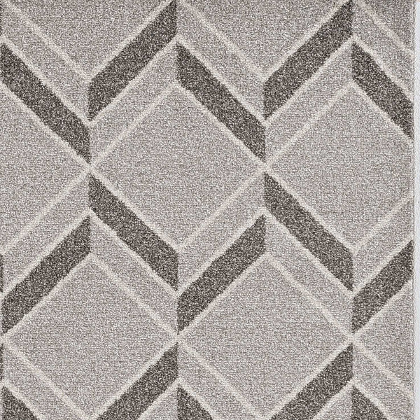 8'x11' Grey Machine Woven UV Treated Herringbone Illusion Indoor Outdoor Area Rug