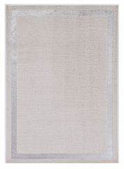 10'x13' Ivory Silver Machine Woven Bordered Indoor Area Rug