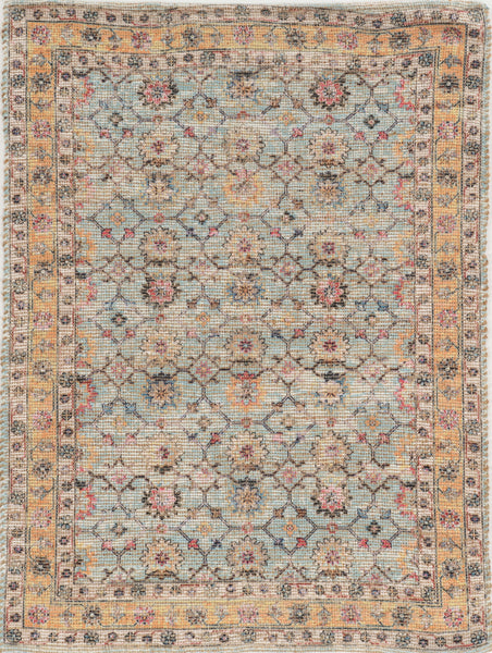 3'x5' Spa Green Hand Woven Floral Indoor Area Rug