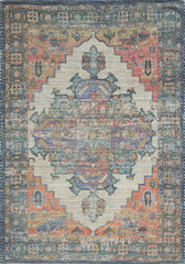 5'x7' Blue Rust Orange Hand Woven Diamond Medallion Indoor Area Rug