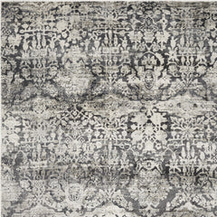 8'x11' Grey Machine Woven Distressed Floral Traditional Indoor Area Rug