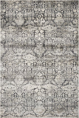 9'x13' Grey Machine Woven Distressed Floral Traditional Indoor Area Rug