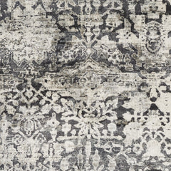 9'x13' Grey Machine Woven Distressed Floral Traditional Indoor Area Rug
